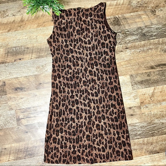 Ralph Lauren Leopard Dress Jersey material Side Ruching sleeveless - Picture 6 of 9